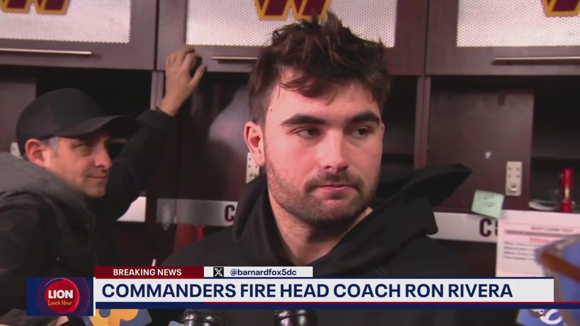 Washington Commander QB Sam Howel reacts to firing of head coach Ron Rivera